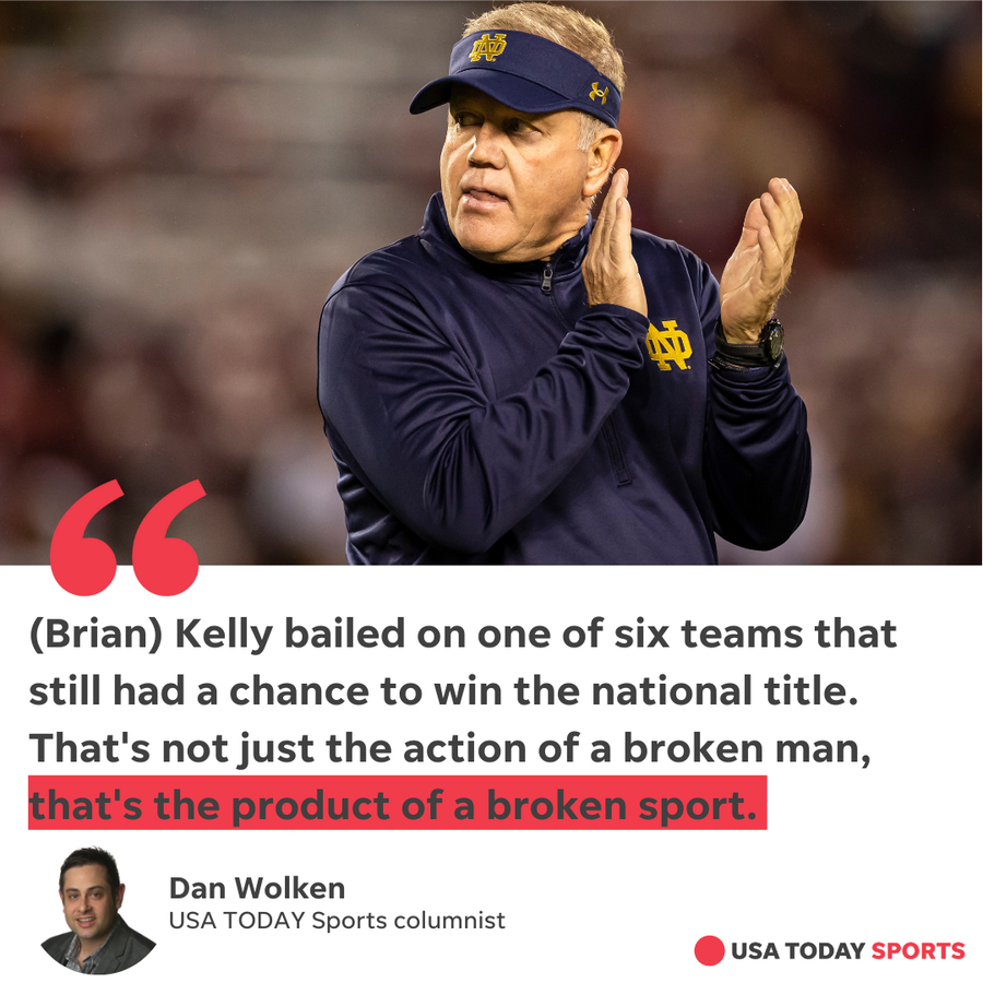 Coach Brian Kelly on Oct. 9, 2021 in Blacksburg, Virginia.