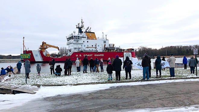 Among the crowd that waved off the Christmas Tree Ship on Saturday in Cheboygan were people from Cheboygan, Indian River, Petoskey, Grand Rapids, Wisconsin, Ferndale and Marquette.