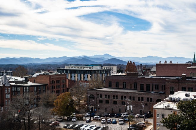 Views of the cityscape from Asheville City Hall.