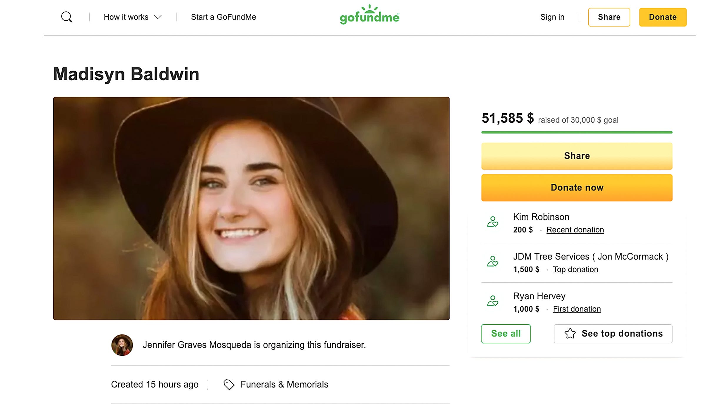 The fundraising page for Madisyn Baldwin posted by her grandmother. The grandmother made a public plea on behalf of her family as it mourns the 17-year-old shot to death at Oxford High School. Baldwin was among four students killed in the Oakland County school shooting.