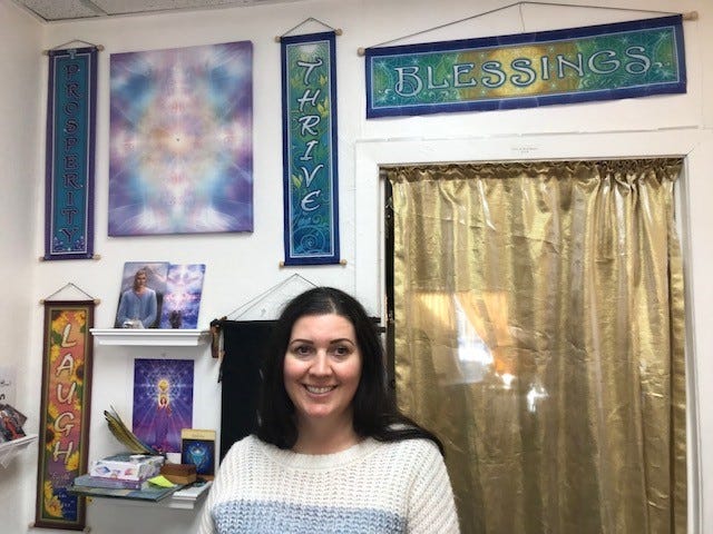 Katt Padula manages the Shasta Rainbow Angels crystal store in Mount Shasta, CA. The pandemic hurt their business, which relied heavily on tourism from Japan.