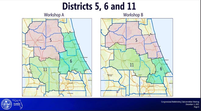 Maps that the Florida House put forward with proposed U.S. House district lines.