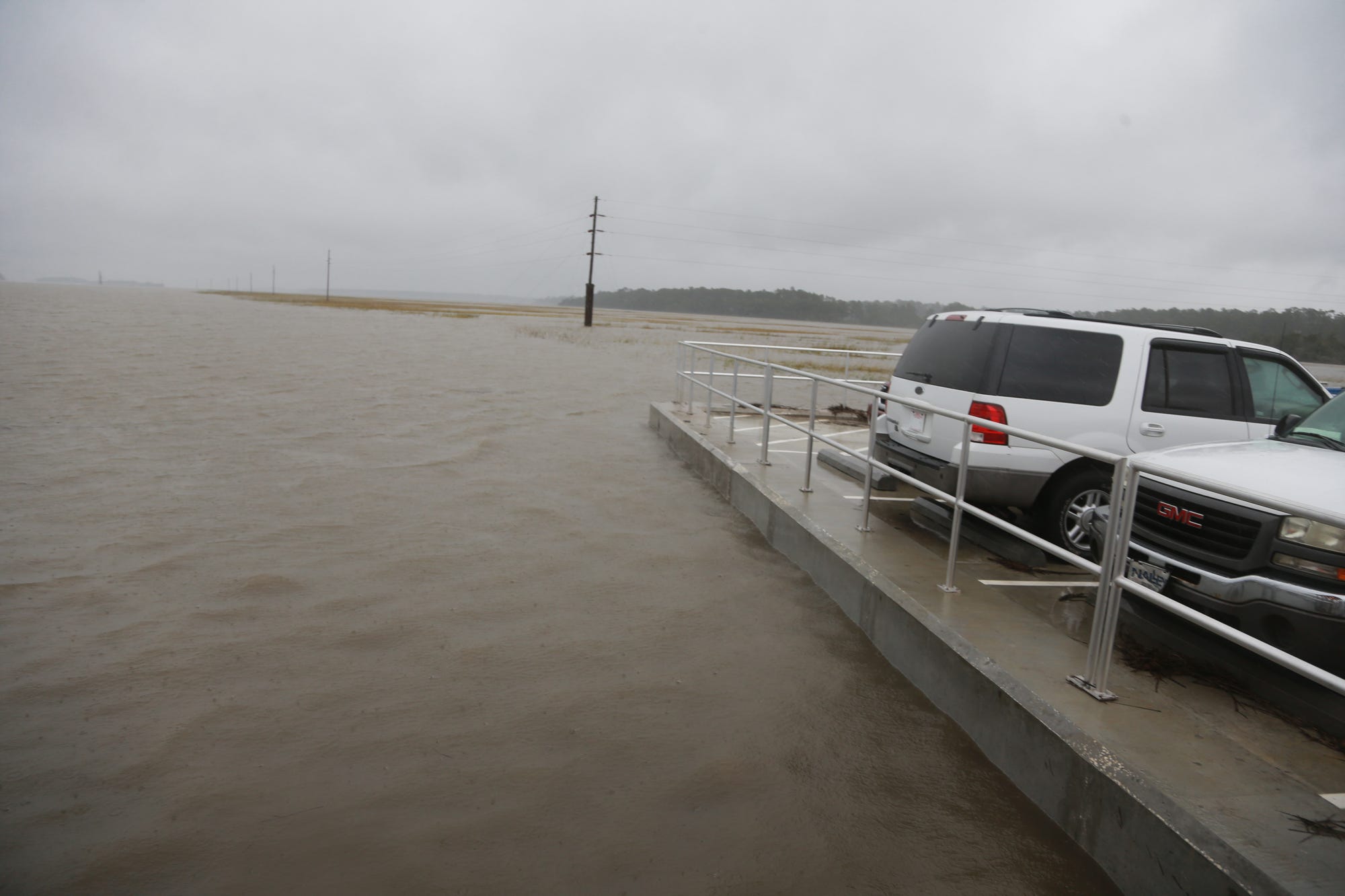 High King Tides have the water level almost to the parking area at the Sapelo Island Ferry dock.