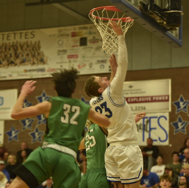 Risko Broosks glides in for a layup, a common theme in the season opener for Dixie.