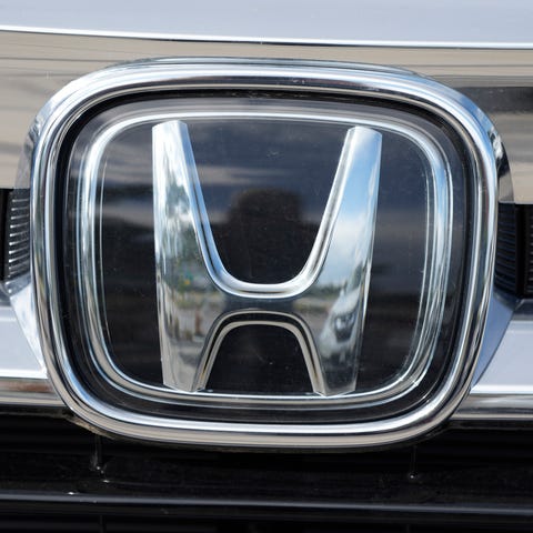 The company logo shinesoff the grille of an unsold