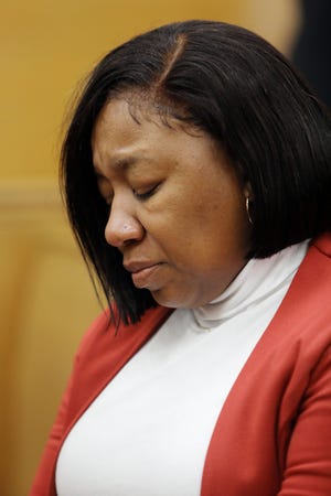 Tito Kingsby's sister Tamika is seen during Moshun Reed's sentencing for the 2019 shooting death of Tito Kingsby on Monday at the Des Moines County Courthouse. Reed pleaded guilty to attempted murder, willful injury and going armed with intent.