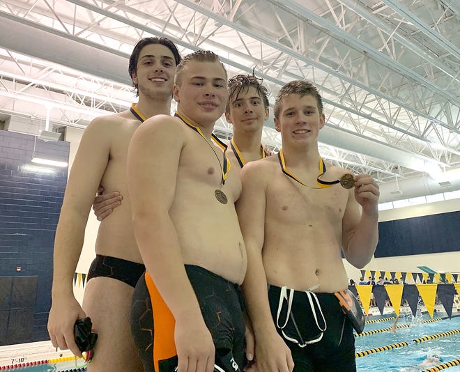 The Sturgis 200 freestyle relay team of Charlie Frost, Wyatt Sand, Dalton Tisdel and Justin Herblet got on the medal stand in Battle Creek.