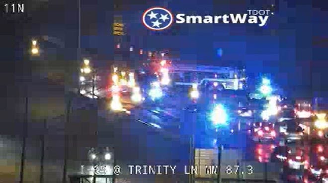 I-65 southbound is closed near Trinity Lane due to a wreck.