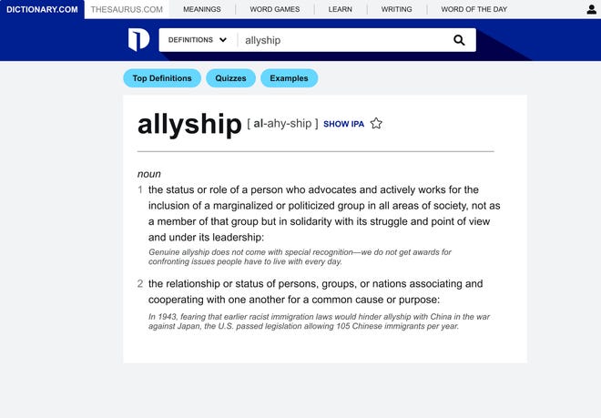Watch Dictionary.com names ‘allyship’ it’s 2021 word of the year – USA Today News