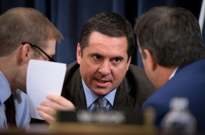 Rep. Devin Nunes, R-Calif, the then-ranking member of the House Intelligence Committee talks during the House Judiciary Committee hearing considering the investigative findings in the impeachment inquiry against former President Donald Trump.