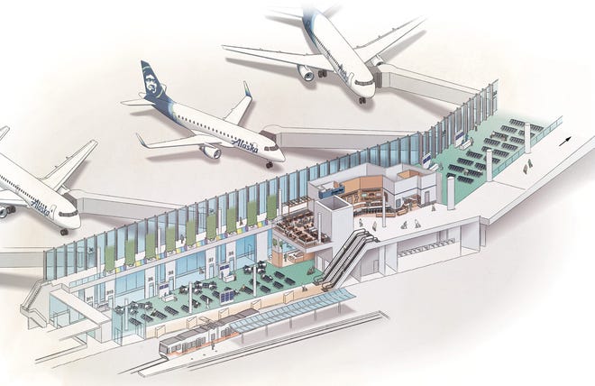 A rendering of the new Concourse B at Portland International Airport.