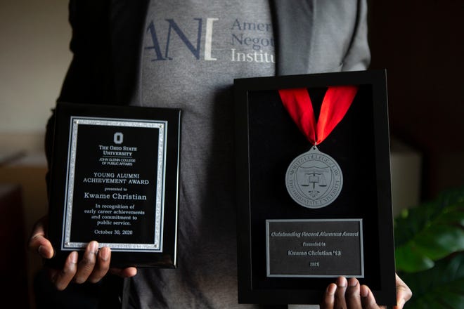 Kwame Christian, founder of American Negotiation Institute, is the first Ohio State University alumnus  to receive Young Alumni awards from both the Moritz College of Law and John Glenn College of Public Affairs.