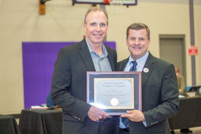 The Ascension Parish School Board recognized General Manager Mark Dearman for Rubicon LLC's support of school employees recovering from the impacts of Hurricane Ida.