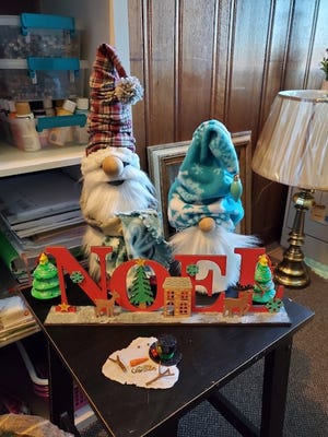 Residents of Becky's Place shelter for women made Christmas decorations in the shelter's art therapy program. The items will be available for purchase Saturday and Sunday from 10 a.m. to 6 p.m. in the foyer of the shelter, 1108 Fifth St.