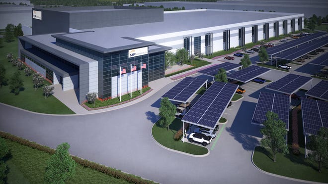 A rendering of MP Materials future plant in Fort Worth, Texas.