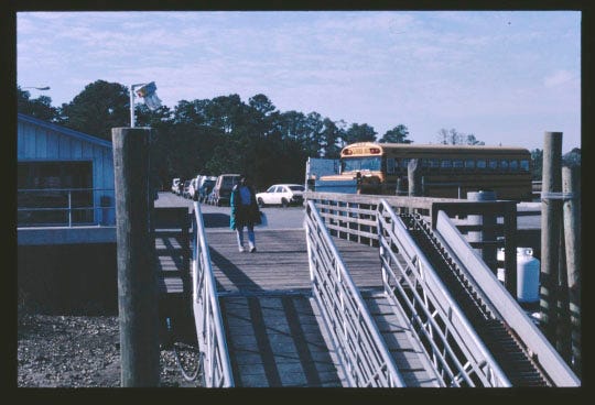 Sapelo dock and bus