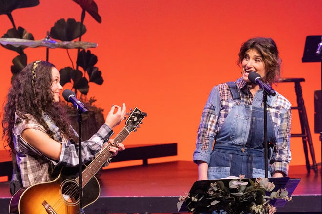 YDE, left, and Idina Menzel sing as daughter and mother in "Wild, a Musical Becoming" at the American Repertory Theater in Cambridge.