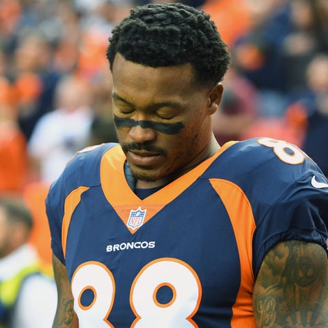 Demaryius Thomas before a game in 2018.