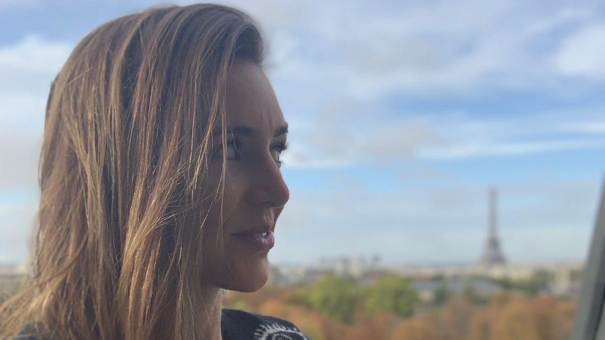 Katie Jackson at the Eiffel Tower in Paris.