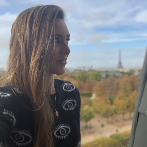 Katie Jackson at the Eiffel Tower in Paris.