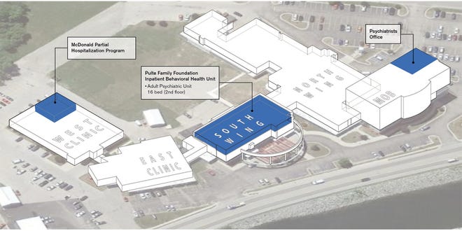 An artist's rendering of the Justin A. Borra Behavioral Health Center in Cheboygan, which is slated to open in late 2022 on the Cheboygan Campus of McLaren Northern Michigan.