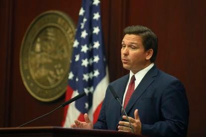 Gov. Ron DeSantis delivering last year's State of the State speech.