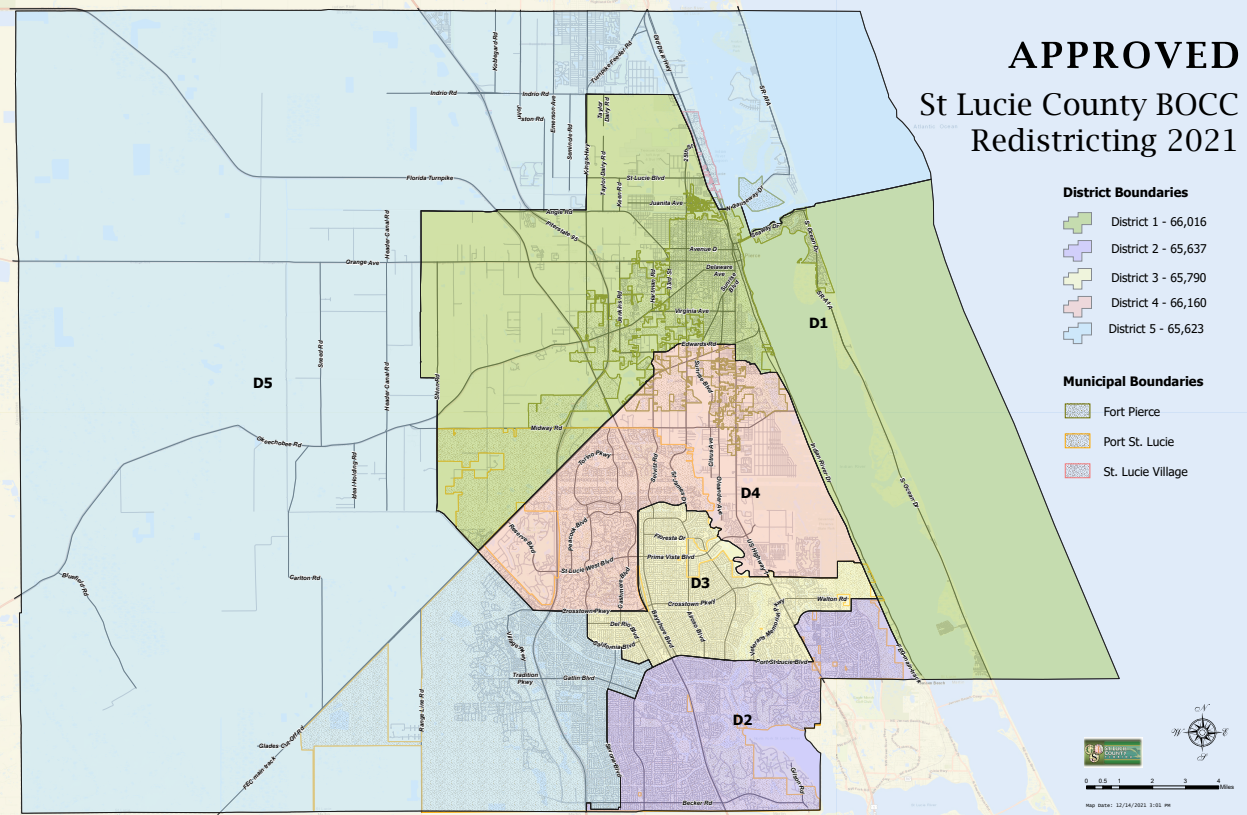 St Lucie County Map St. Lucie County Commission Votes To Adopt New District Boundaries