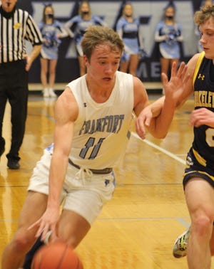 Frankfort's Peyton Slider scored 14 points in the Falcons' loss to Berkeley Springs.