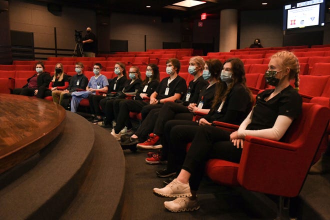 Twelve high school interns participate in a ceremony congratulating them on completion of the program on Wednesday, December 15, 2021 at Sanford Hospital in Sioux Falls.