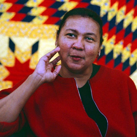 Black feminist Bell Hooks during interview for her