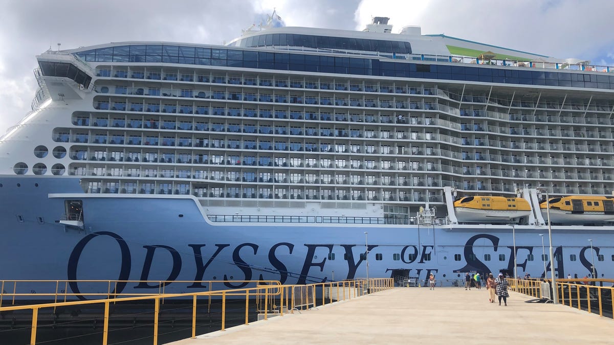 Royal Caribbean's newest cruise ship, Odyssey of the Seas, docked in Willemstad, Curacao , in the Caribbean on Thursday, Dec. 9, 2021.