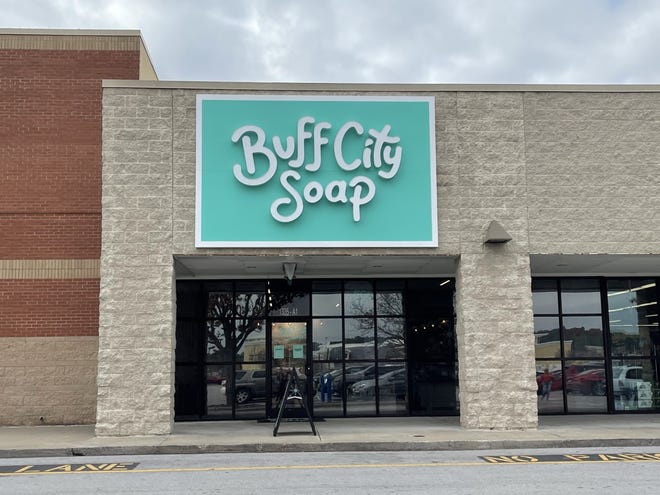 Buff City Soap is located next to PetSmart in Gateway Plaza in Jacksonville.