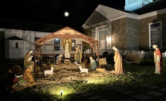 A life-size Nativity scene is on display at St. Mary of the Nativity Church, which was officially commissioned a parish is 1921, and is celebrating its centennial.