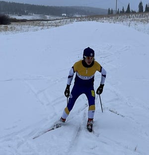 Campbell Forkner of the Poudre School District ski team competes in the 5-kilometer Nordic skate-style race Friday in the Middle Park Invitational at Snow Mountain Ranch near Granby. Forkner won the event, becoming the first PSD skier to ever win a high school race.