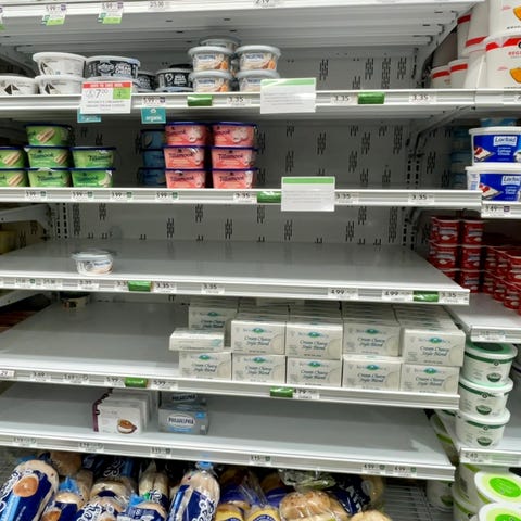 Many types of cream cheese are sold out at stores 