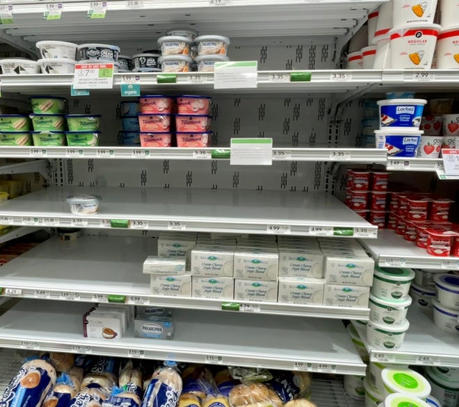 Many types of cream cheese are sold out at stores nationwide because of a cream cheese shortage.