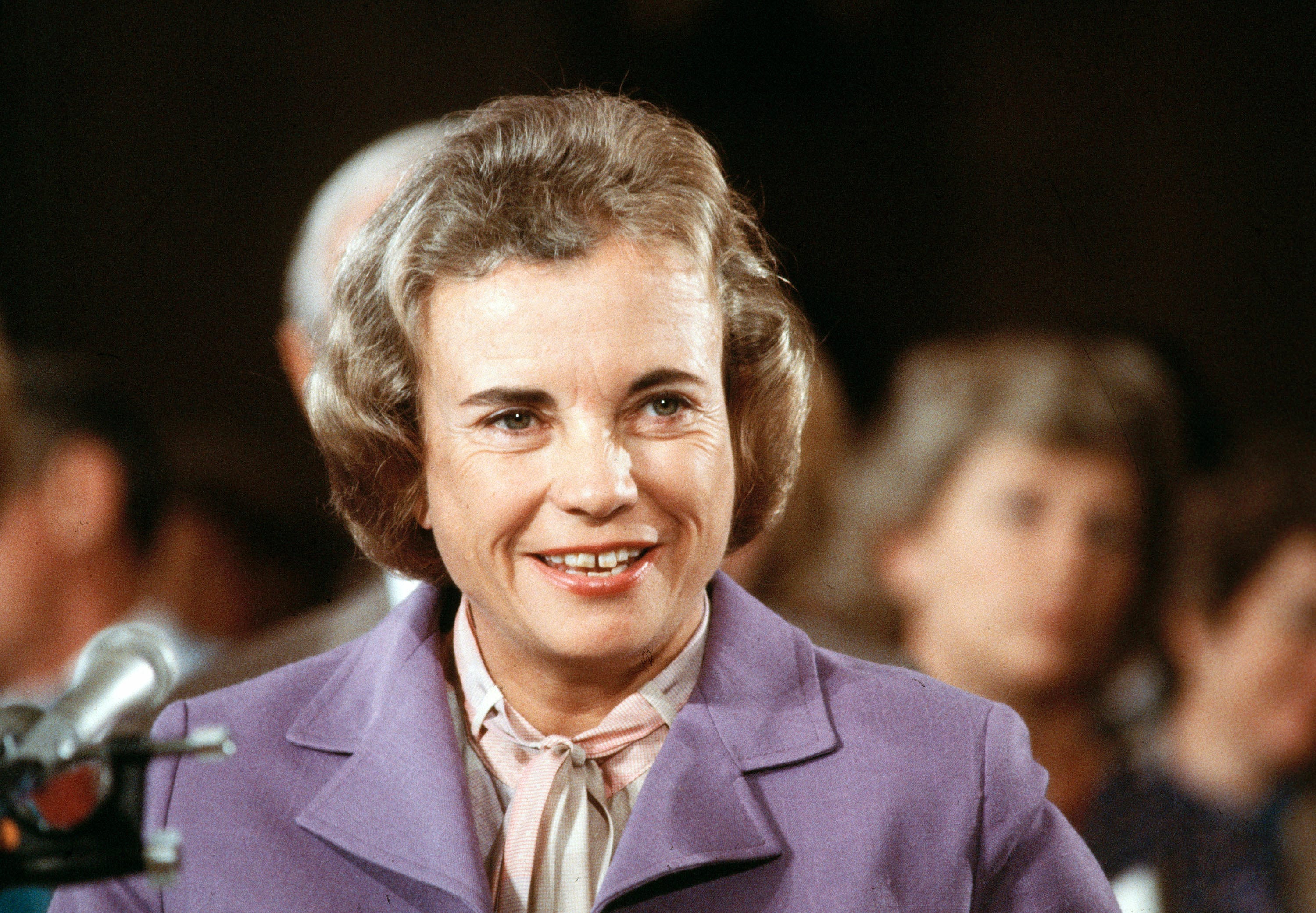 Supreme Court nominee Sandra Day O'Connor smiles during her confirmation hearing before the Senate Judiciary Committee, Sept. 9, 1981.  (AP Photo/Ron Edmonds)
