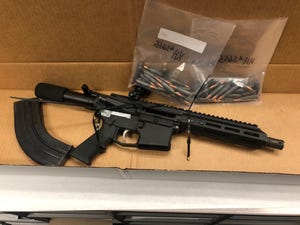 Oxnard police seized an assault-style rifle and ammunition during a traffic stop early Saturday, Dec. 18, 2021. The suspect was out on bail in a case involving a February shooting, officials said.