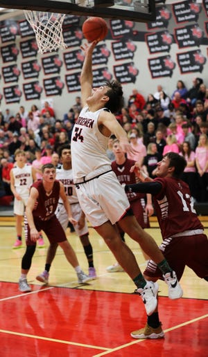 Luke Patton had eight points, five rebounds and three blocks for the Roland-Story boys basketball team during a 64-39 victory over Grundy Center Dec. 16 in Story City. Patton also posted a double-double in wins over Saydel Dec. 14 (53-38) and South Hamilton Friday (71-32).