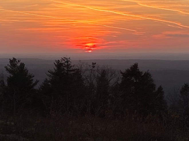 A late winter sunset from Mount Agamenticus in Maine. The winter solstice marks the first day of winter in the Northern hemisphere. In New England, it happens at 10:59 a.m. Eastern Standard Time on Tuesday, Dec. 21.