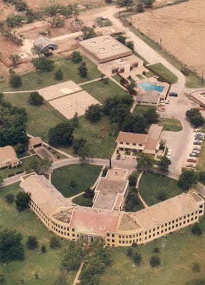 Aerial view of Henderick Home for Children. It shows the old main building and a small campus footprint from a few years ago.