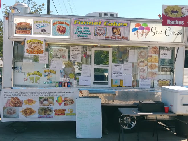 Profitt's Cart Concessions sells an assortment of gourmet fair foods, such as all-beef hot dogs, snow cones, loaded nachos, funnel cakes, loaded fries, deep-fried Oreo cookies and lemonade.