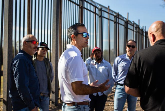 Texas Land Commissioner George P. Bush, a candidate for attorney general, met with Border Patrol union leaders this month at a section of deteriorated border wall near Del Rio.