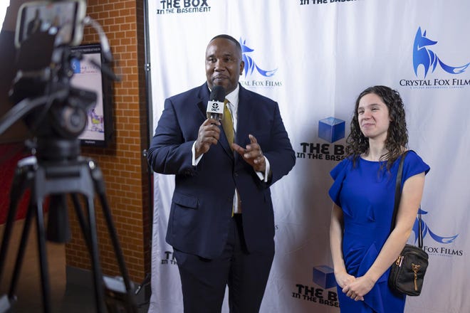 Arianna Fox, 15, who plays the lead role of "Avery," is interviewed while at the red carpet premiere of "the Box in the Basement."