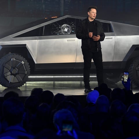 Tesla CEO Elon Musk unveils the Cybertruck at the 