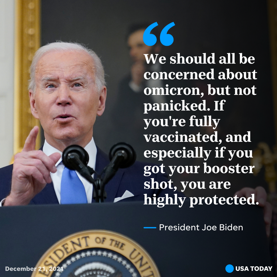 President Joe Biden speaks about the COVID-19 response and vaccinations on Tuesday, Dec. 21, 2021 at the White House in Washington.