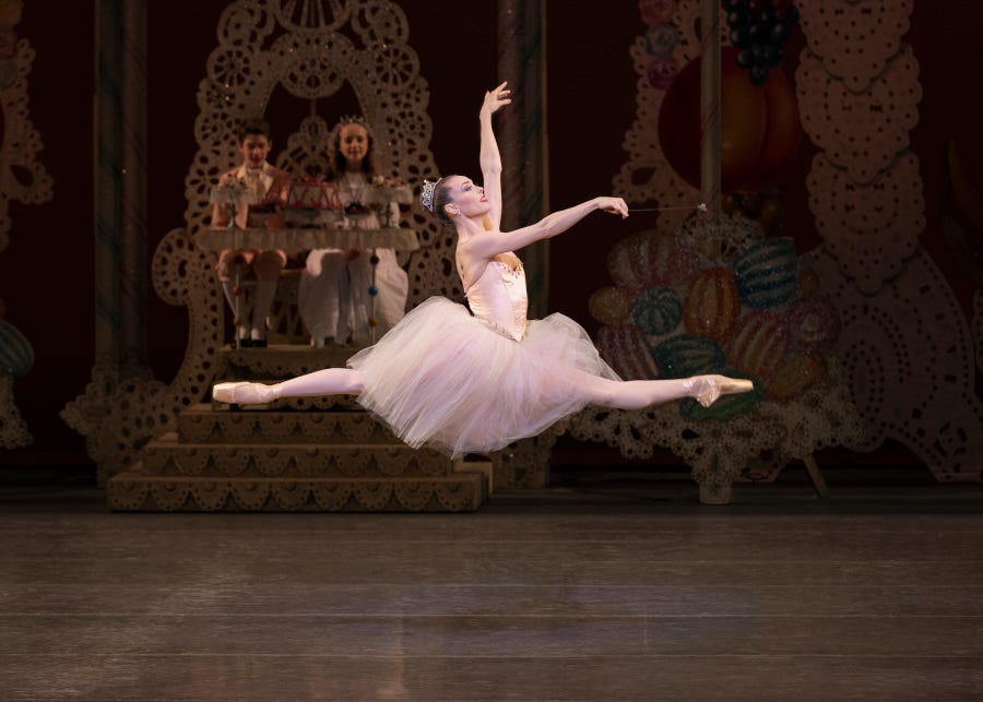 Emilie Gerrity as the Sugarplum Fairy in New York City Ballet's production of George Balanchine's The Nutcracker.