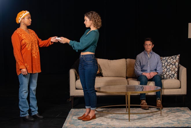 From left, Dreaa Kay Baudy, Zoya Martin and Peter Raimondo are featured in the FSU/Asolo Conservatory production of “Belleville” by Amy Herzog.