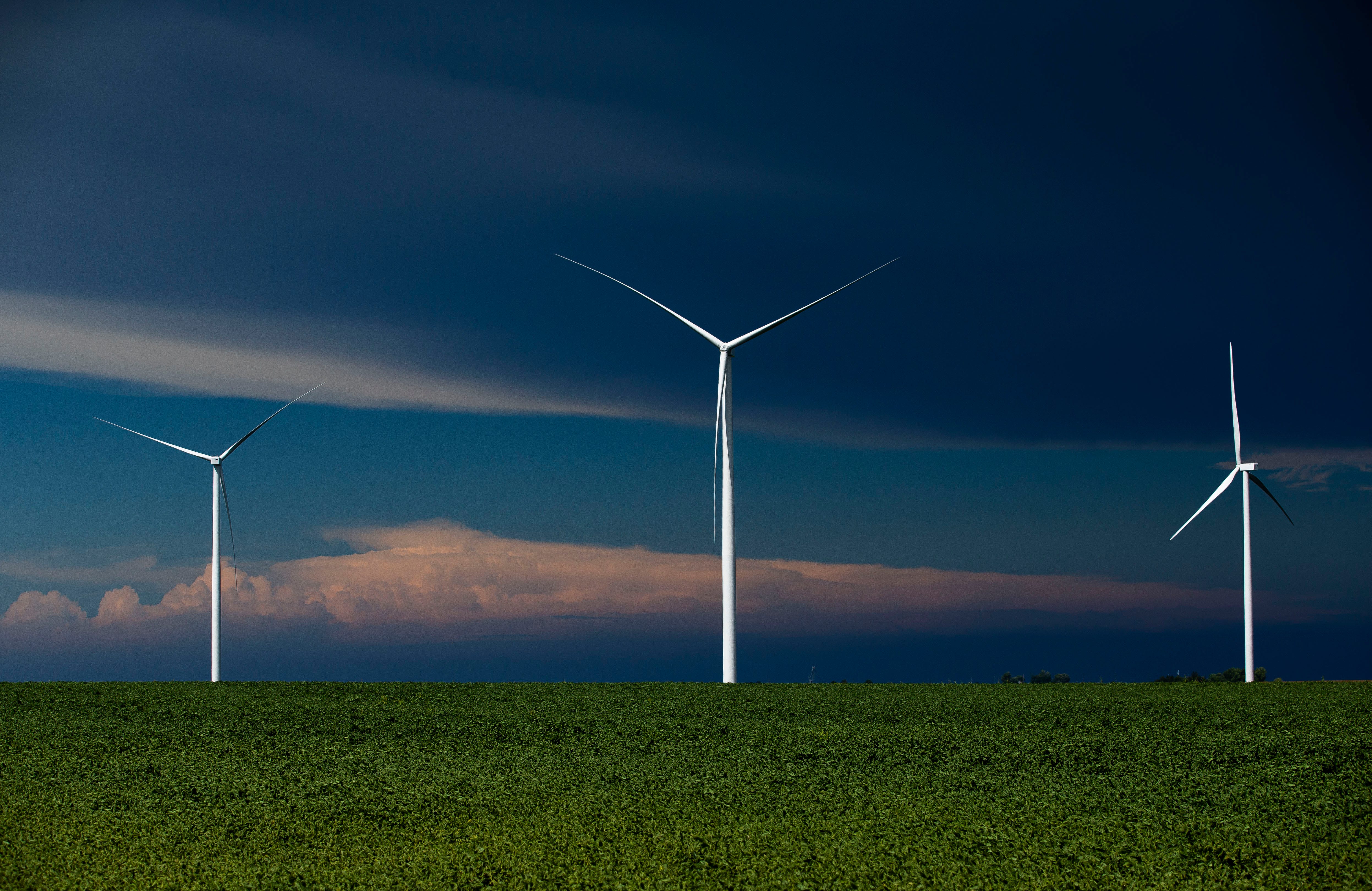 Wind turbines with the 302-MW Lincoln Land Wind project along Old State Road west of Berlin on Aug. 23, 2021. [Justin L. Fowler/The State Journal-Register]