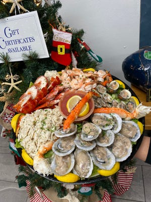 Raw bar selections in a catering platter from Shore Fresh Seafood Market & Restaurant, with locations in Point Pleasant and Point Pleasant Beach.